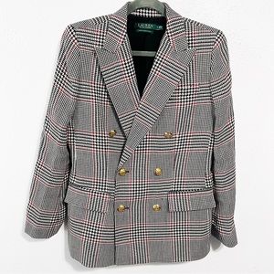 Lauren Ralph Lauren Black and White Plaid Blazer